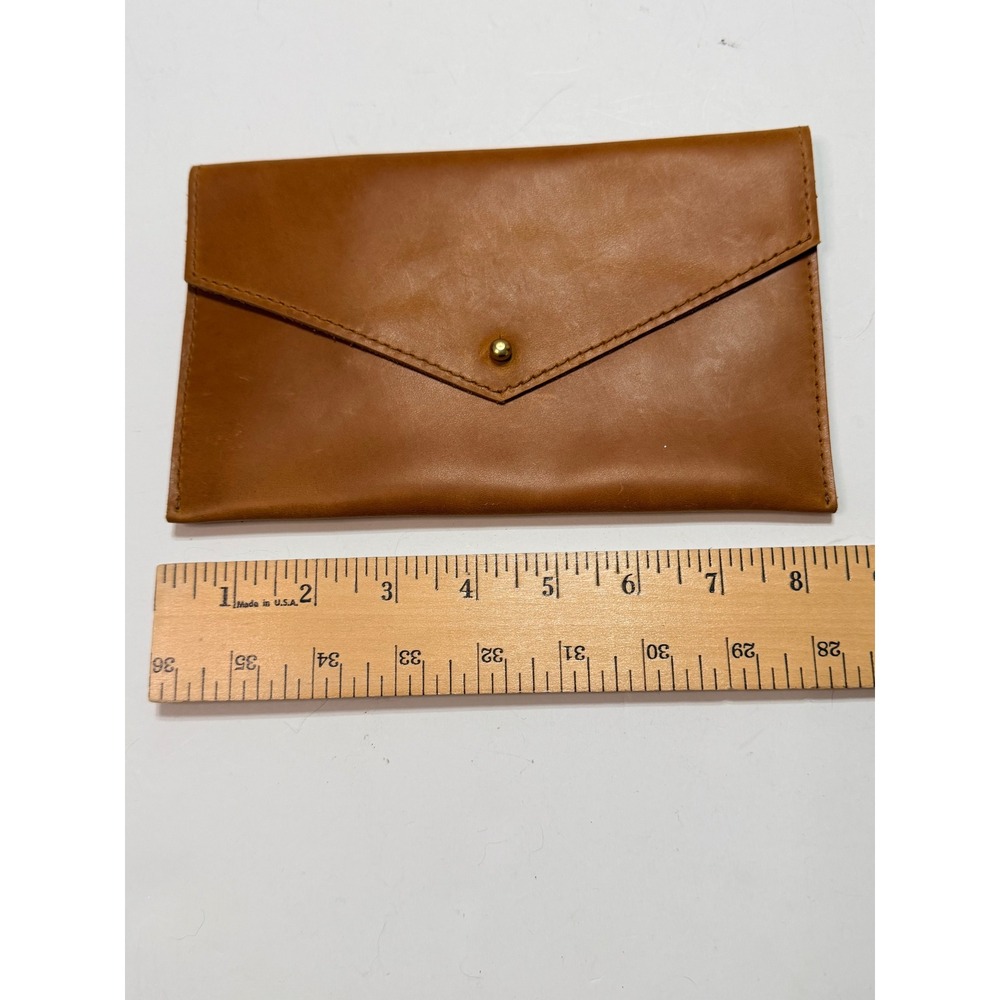 Parker Clay Ethiopian Leather Envelope Clutch Bag Cognac Brown Gold Stud Pouch
